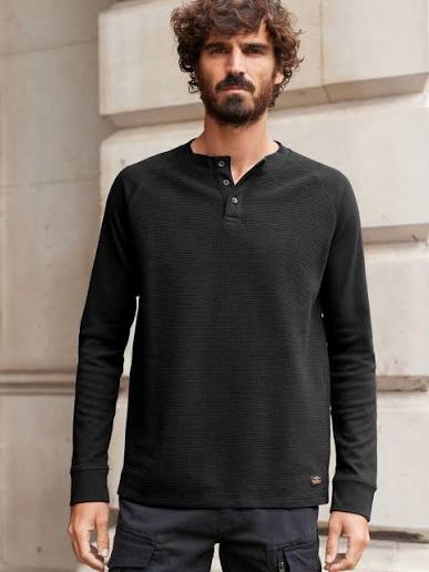 Self Design Henley Neck T-shirt